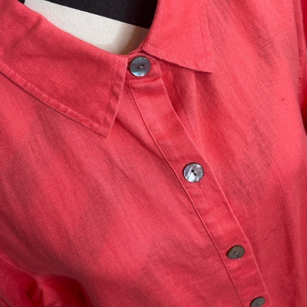 Chico's Vintage 100% Linen Breathable Sz 3 Button Down Front Tunic Top - Picture 8 of 12